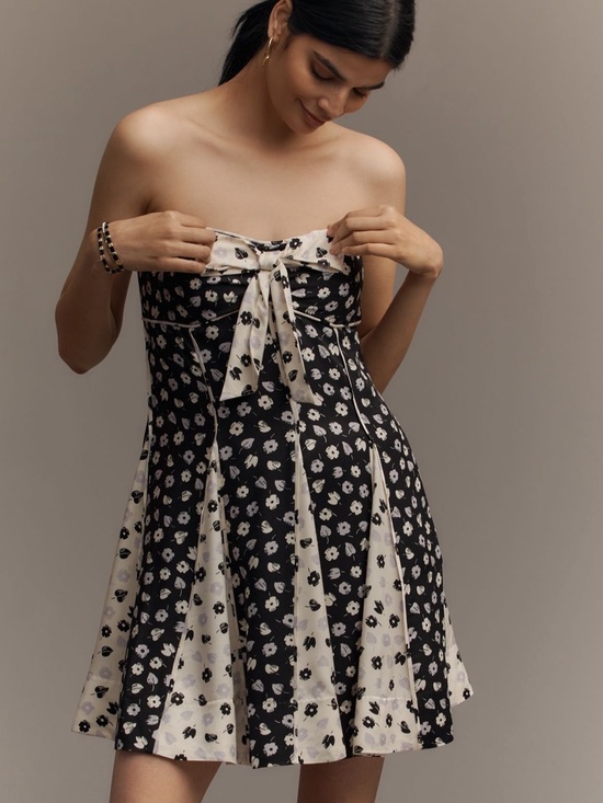 Maeve Dresses & Skirts - Maeve Strapless Bow-Front Swing Mini Dress